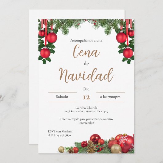 クリスマスパーティの招待状 招待状 (正面/裏面)