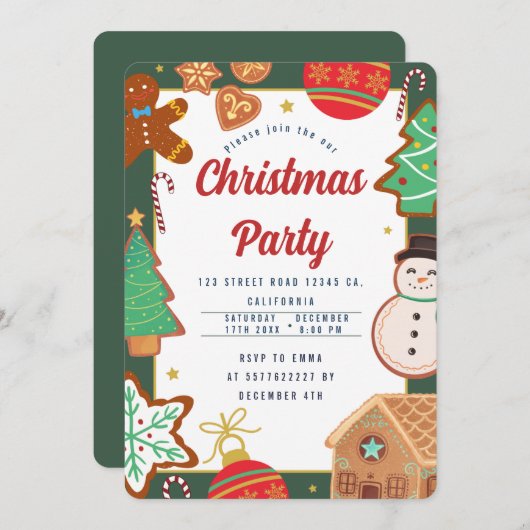 クリスマスパーティの招待状 招待状 (正面/裏面)