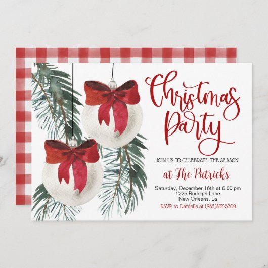 クリスマスパーティの招待状 招待状 (正面/裏面)