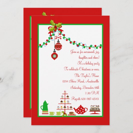 クリスマスパーティの招待状 招待状 (正面/裏面)