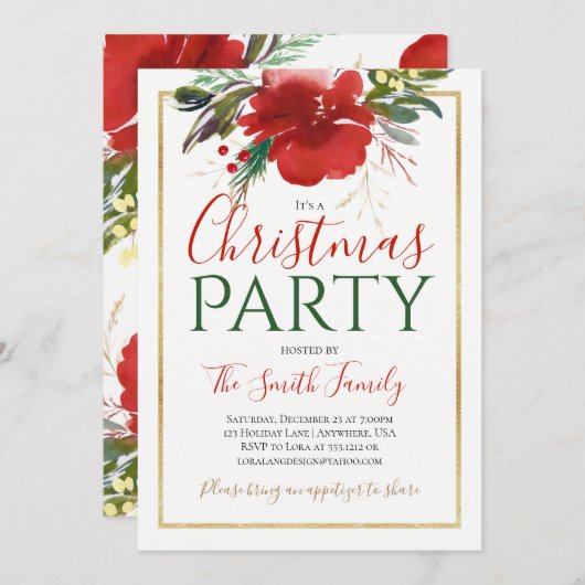 クリスマスパーティの招待状 招待状 (正面/裏面)