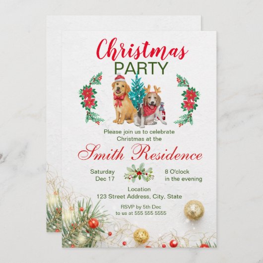 クリスマスパーティの招待状 招待状 (正面/裏面)