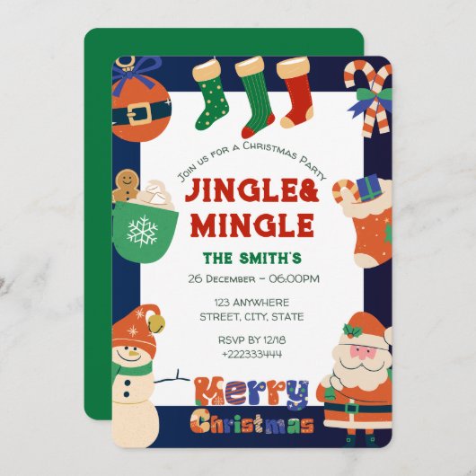 クリスマスパーティの招待状 招待状 (正面/裏面)