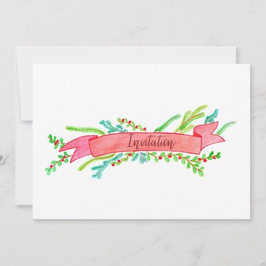 クリスマスパーティの招待状、水彩クリスマス 招待状 (正面)