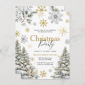 クリスマスパーティの招待状、金ゴールドクリスマスパーティー 招待状 (正面/裏面)