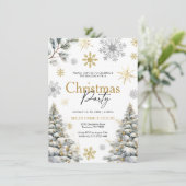 クリスマスパーティの招待状、金ゴールドクリスマスパーティー 招待状 (スタンド正面)