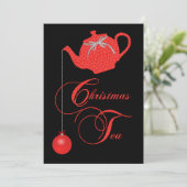 クリスマスパーティへの招待、赤いレースの優雅さ 招待状 (スタンド正面)