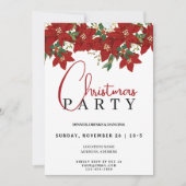 クリスマスパーティイベント招待状 | 赤い花 招待状 (正面)