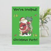 クリスマスパーティーおもしろいサンタツリーリトルアニマルズ 招待状 (スタンド正面)