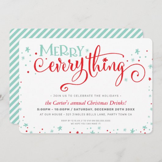 クリスマスパーティーかわいいおもしろいフェスティバルメリーすべて シーズンカード (正面/裏面)