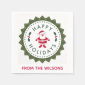 クリスマスパーティーかわいいマンガサンタ スタンダードカクテルナプキン (正面)