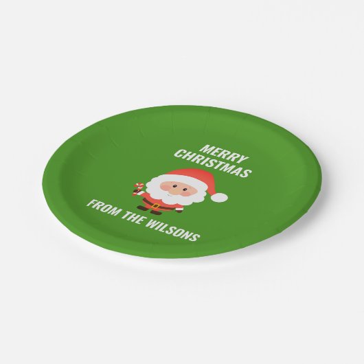 クリスマスパーティーかわいいマンガサンタ ペーパープレート (アングル)