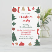 クリスマスパーティーかわいい木靴下 招待状 (スタンド正面)