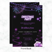 クリスマスパーティーきらめくツリー | 雪の結晶 招待状