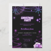クリスマスパーティーきらめくツリー | 雪の結晶 招待状 (正面)