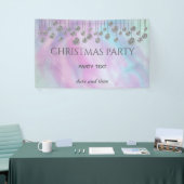 クリスマスパーティーきらめくレインボーホログラフィック 横断幕 (トレードショー)