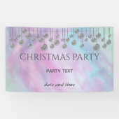 クリスマスパーティーきらめくレインボーホログラフィック 横断幕 (横)