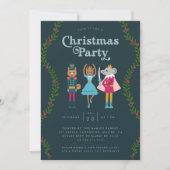 クリスマスパーティーくるみ割り緑色 招待状 (正面)