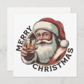 クリスマスパーティーでバーボンを飲む ウィスキー好き シーズンカード (正面/裏面)