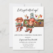 クリスマスパーティーのおとぼけエルフのカクテル 招待状 (正面)