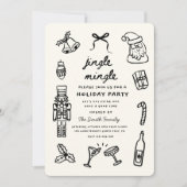 クリスマスパーティーのお祝いに手描きのポップな筆跡 招待状 (正面)