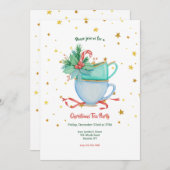 クリスマスパーティーのお茶会への招待状 招待状 (正面/裏面)