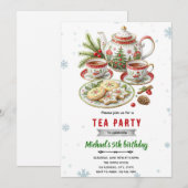 クリスマスパーティーのお茶会への招待 招待状 (正面/裏面)