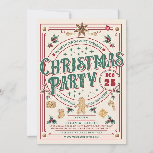 クリスマスパーティーのお菓子 招待状 (正面)