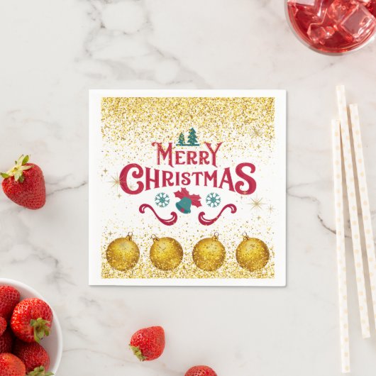クリスマスパーティーのきらめき スタンダードカクテルナプキン (インサイチュ)