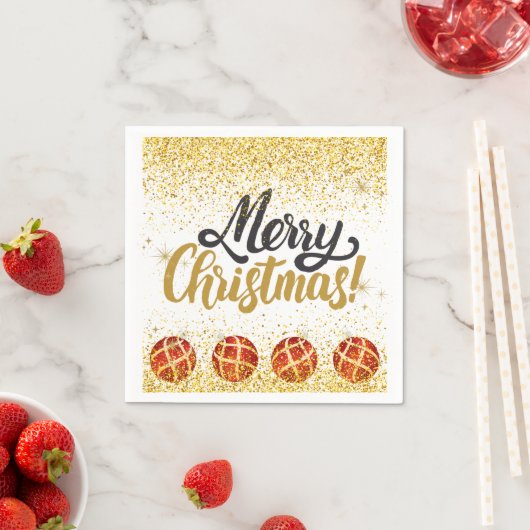 クリスマスパーティーのきらめき スタンダードカクテルナプキン (インサイチュ)
