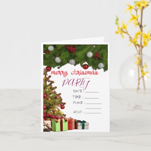 クリスマスパーティーのご招待 カード (黄色い花)