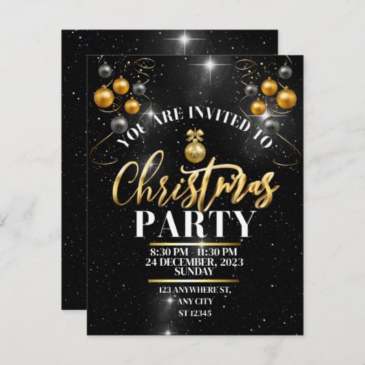 クリスマスパーティーのご招待 シーズンカード (正面/裏面)