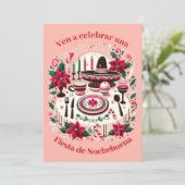 クリスマスパーティーのご招待　スペインのポインセチア 招待状 (スタンド正面)