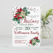 クリスマスパーティーのご招待 ポインセチアの花 招待状 (スタンド正面)