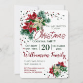 クリスマスパーティーのご招待 ポインセチアの花 招待状 (正面)