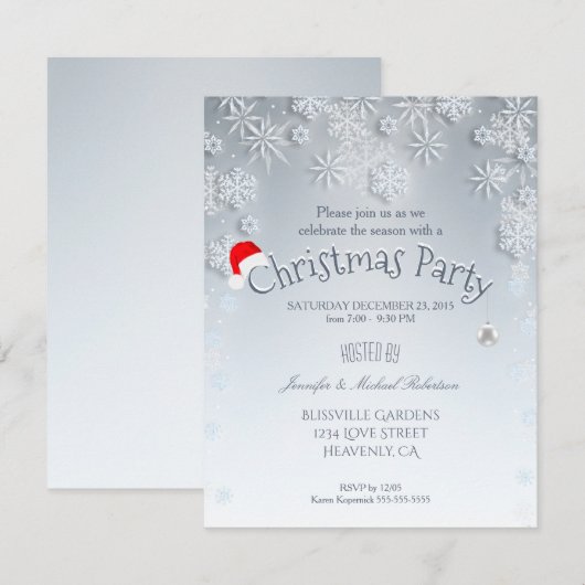 クリスマスパーティーのご招待 招待状 (正面/裏面)