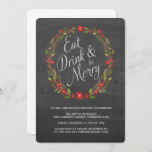 クリスマスパーティーのご招待 Eat, Drink and Be Merry 招待状 (正面/裏面)