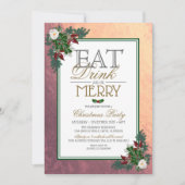 クリスマスパーティーのご招待 Eat Drink and be Merry 招待状 (正面)