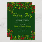 クリスマスパーティーのご案内 ポインセチアのガーランド 招待状 (正面/裏面)