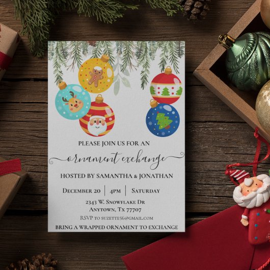 クリスマスパーティーのオーナメント交換会 招待状
