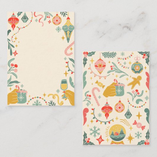 クリスマスパーティーのオーナメント 招待状 (正面/裏面)