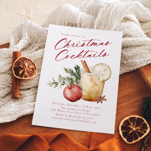 クリスマスパーティーのカクテル  ホリデーシーズンのお誘い 招待状