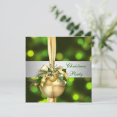 クリスマスパーティーのゴールドイエローグリーンボールに招待 招待状 (スタンド正面)