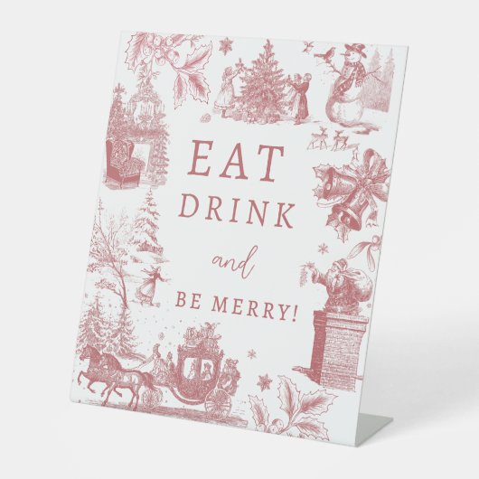 クリスマスパーティーのシノワズリ Eat Drink Be Merry 台座サイン (正面)