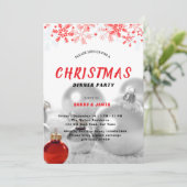 クリスマスパーティーのシルバーと赤の宝玉 招待状 (スタンド正面)
