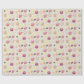 クリスマスパーティーのジンジャーブレッド水彩 ラッピングペーパー (フラット)