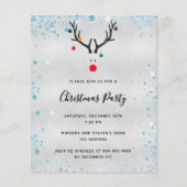 クリスマスパーティーのトナカイのシルバー予算招待状 チラシ (正面)