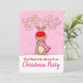 クリスマスパーティーのトナカイ来ピンク(招待状) 招待状 (スタンド正面)