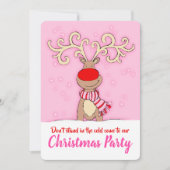 クリスマスパーティーのトナカイ来ピンク(招待状) 招待状 (正面)