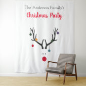クリスマスパーティーのトナカイ 白 ミニマリスト ユーモア タペストリー (インサイチュ)